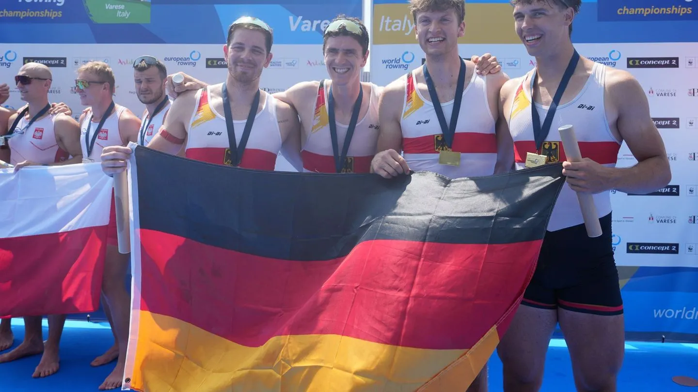 Ruder-EM: Nach 13 Jahren wieder EM-Gold im Männer-Doppelvierer – Zeidler mit starker Bestzeit